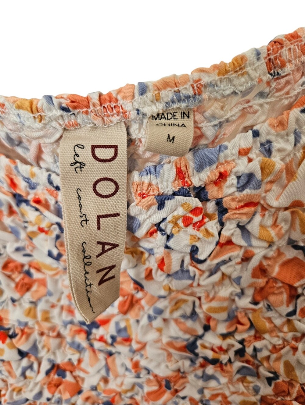 Anthropologie Dolan Off The Shoulder Textured Top in Orange Motif M Cottagecore - Picture 10 of 11